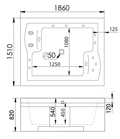Акриловая ванна Gemy G9052 II O R